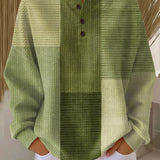 Ljiljana – Pulover u zelenom patchwork uzorku s gumbima