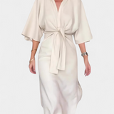 Natalija - Haljina Casual s Prednjim Čvorom i V-Izrezom