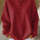 Jasna – Jednobojni pulover s teksturom i gumbima na izrezu