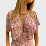 Vilma - Ružičasta boho haljina s prorezom