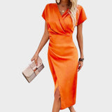 Vilma | Midi haljina s V-izrezom i prorezom prednje strane