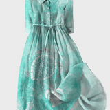 Tirkizna Haljina s Uzorkom Morske Kamenice