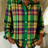 Katja – Karirana košulja u živopisnim zeleno-ljubičasto-žutim tonovima