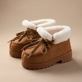 Petra - Čizme na platformu od mekane, tople imitacije brušene kože