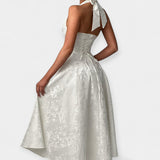 Midi Haljina s Otvorenim Leđima i Korset Dizajnom