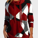 Pletena dukserica s umjetničkim dizajnom i kapuljačom