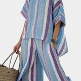 Elegantan set prugaste Daisy u nijansama malve i svijetloplave za sofisticirani izgled