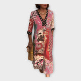 Višebojna haljina s gumbima i 3/4 rukavima