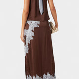 Dragica Set Topa i Suknje s Kontrastnim Čipkastim Panele