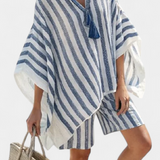 Set prugasti Nancy s oversized majicom i elegantnim šortsevima