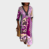 Višebojna haljina s gumbima i 3/4 rukavima