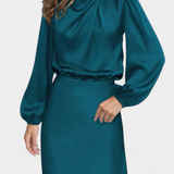 Marija Maxi Haljina s Visokim Ovratnikom i Cvjetnim Detaljima