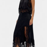 Nada Midi Suknja s Čipkastim Detaljima i Asimetričnom Porubom