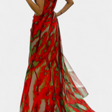 Blanka Maxi Asimetrična Haljina s Vibrantnim Uzorkom