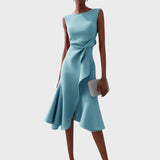 Katarina - Naborana asimetrična midi haljina