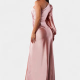 Andrea Asimetrična Haljina s Draperijom na Jednom Ramenu