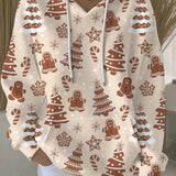 Leilani - Ženska ležerna majica s kapuljačom i božićnim printom